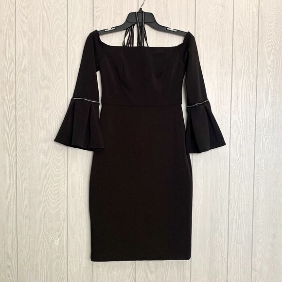 Alexis Black Bell Sleeve Dress Size Small - Picture 3 of 7